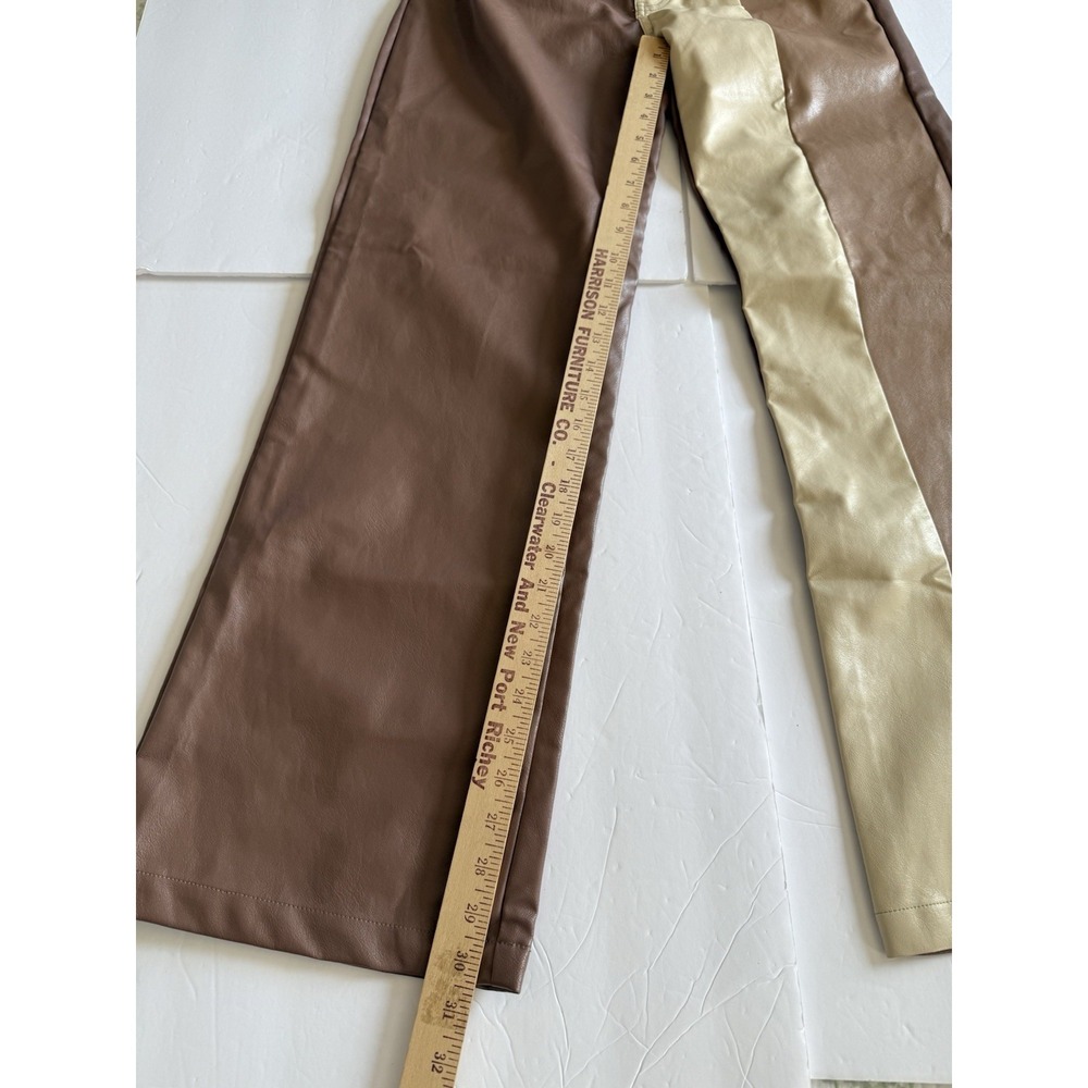 Vintage NWT Bailey Rose Faux Leather Pants Sz M Brown Baggy - Picture 3 of 7